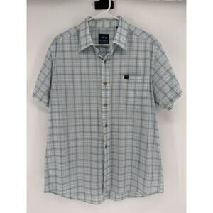 Fish Hippie Rumfront Collection Blue White Plaid Button Down Shirt Mens Large
